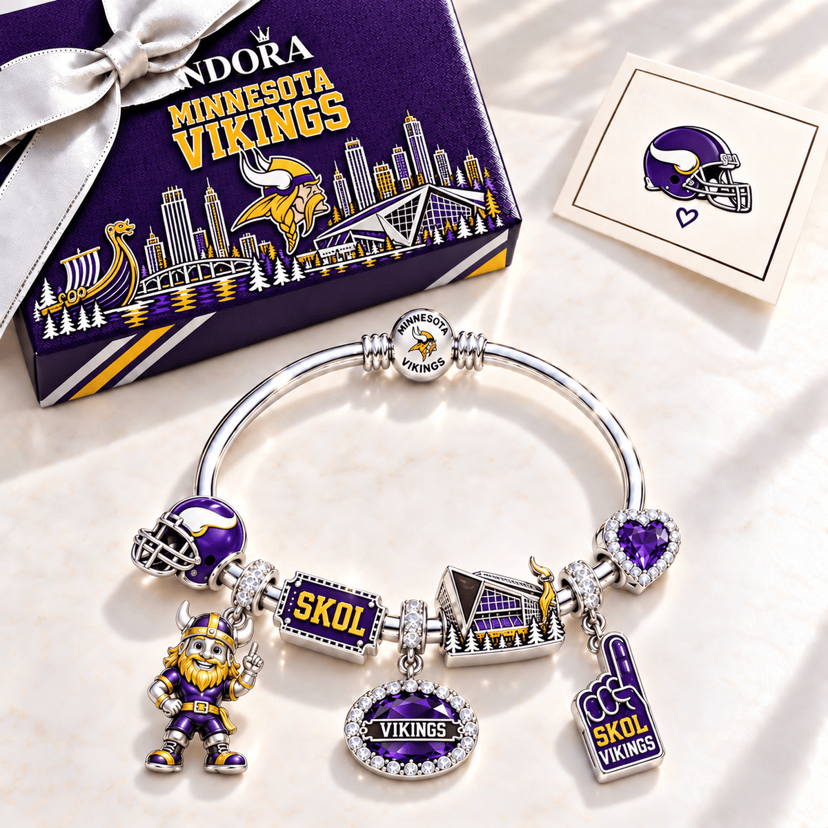 MNVK Silver Charm Bracelet Set TMH