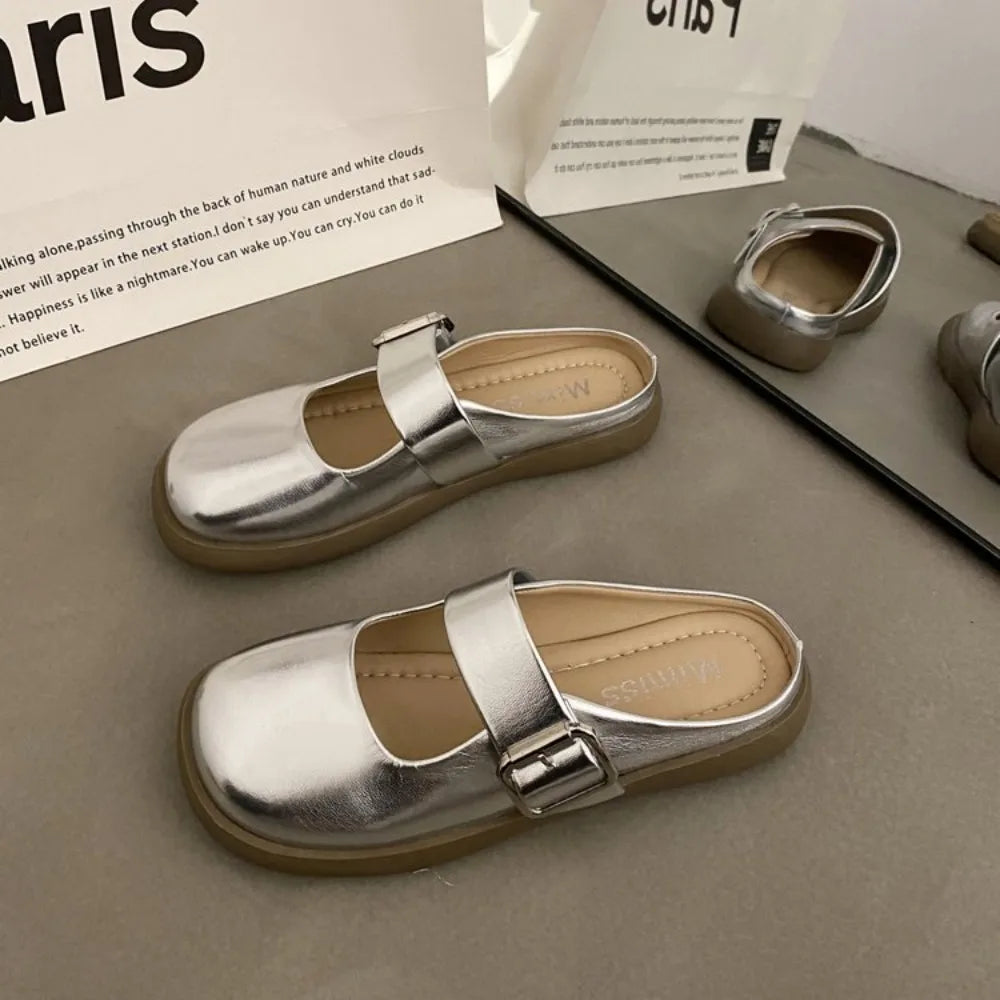 Slippers for Women in Summer Wearing with A Toe Cap and Half Sandals Women's 2026 New Style, One Foot Thick Soled Lazy Slippers