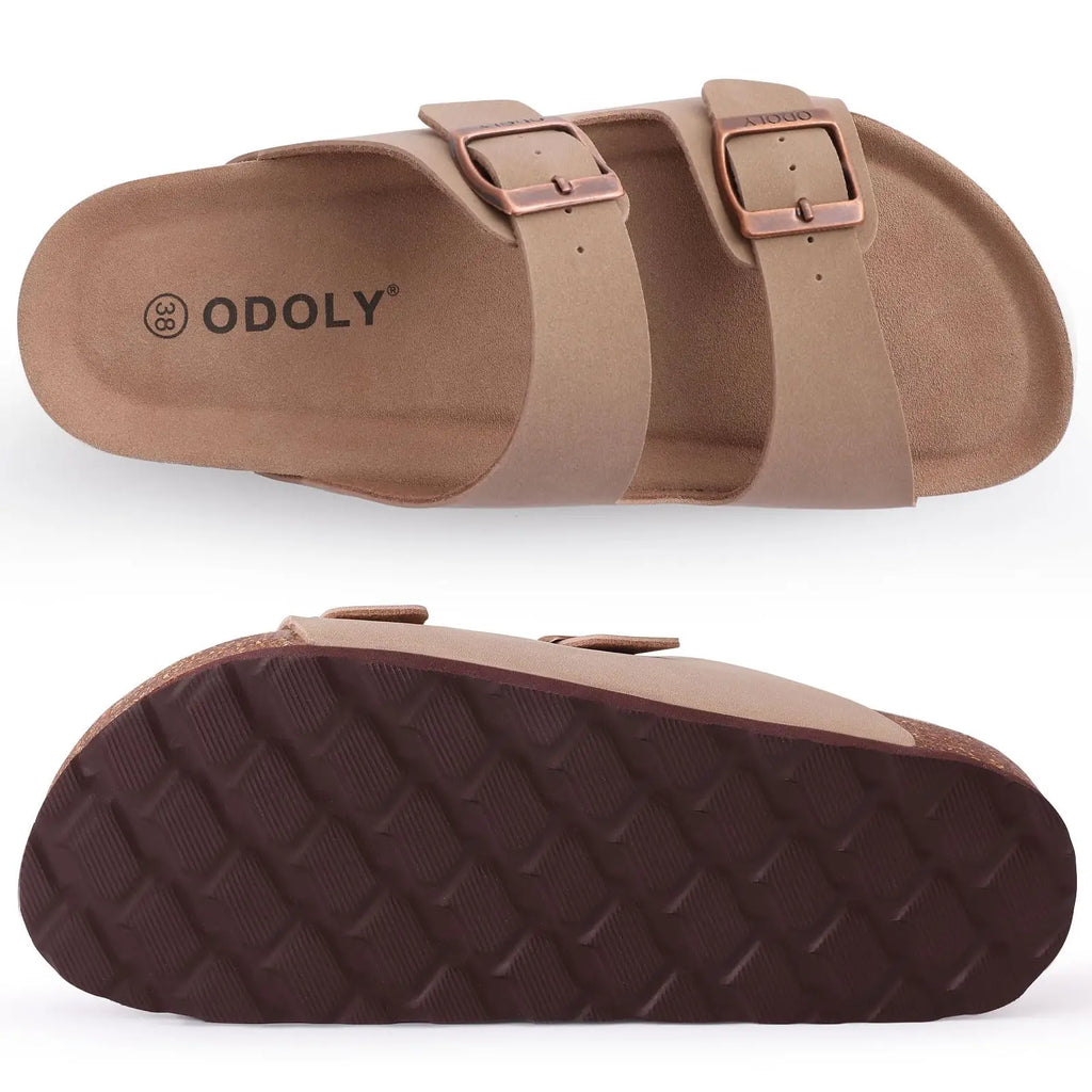 Litfun Women's Cork Footbed Slide Sandals Classic Summer Beach Slippers For Men Slip-on Cork Sandals With Adjustable Buckle 2024