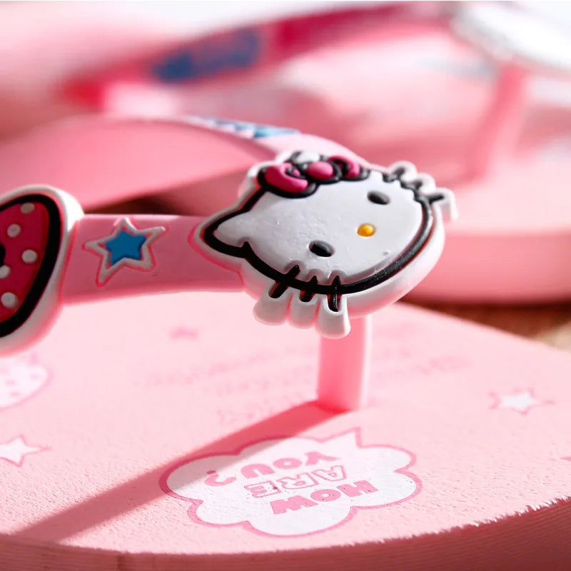 Hello Kitty Flip Flops for Women Summer Beach Outdoor Non Slip Soft Sole Thong Sandals Comfortable Clip Toe Slippers