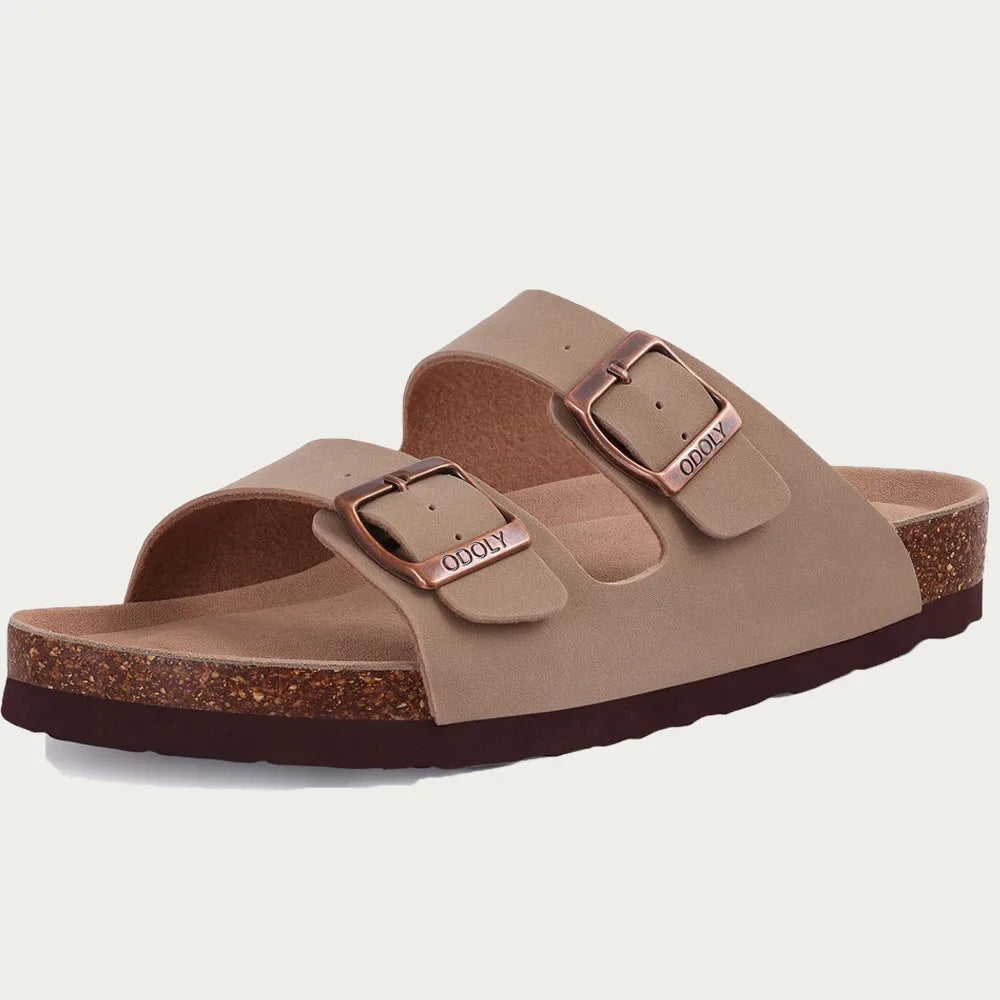Litfun Women's Cork Footbed Slide Sandals Classic Summer Beach Slippers For Men Slip-on Cork Sandals With Adjustable Buckle 2024